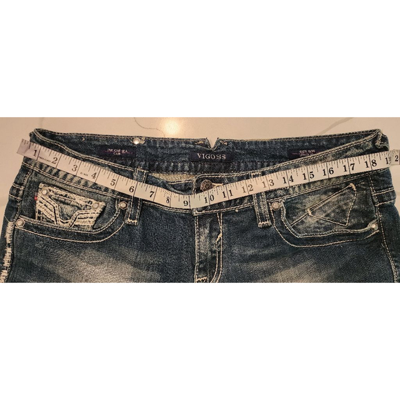Vigoss The Chelsea Capri Jeans Women's 13/14 Distressed Embroidered Y2K Stretch - Picture 10 of 11